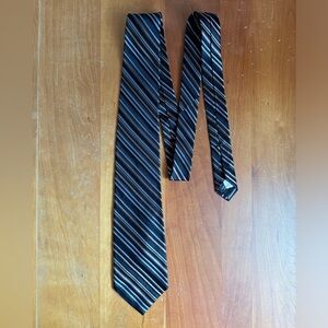 Calvin Klein Black with Copper and Mauve Stripes Men’s Tie 100% Silk - EUC
